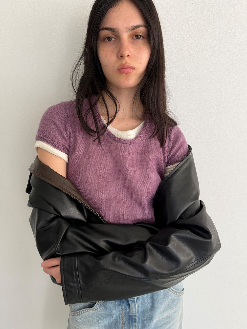 Low Classic Short Sleeve Knit Top Purple