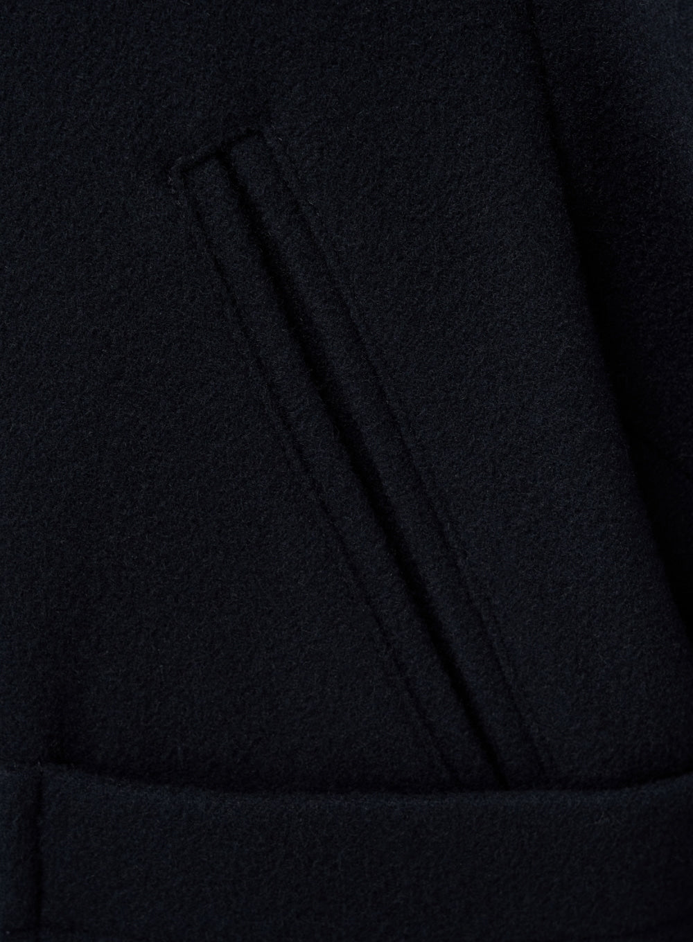 (W) Hood Wool Blend Duffle Half Coat - Navy