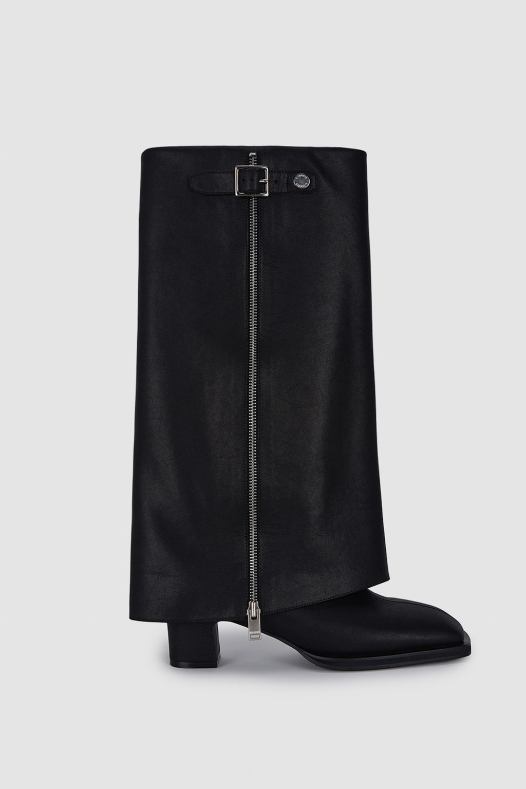 [matinkim] Zipper Point Middle High Boots IN Black