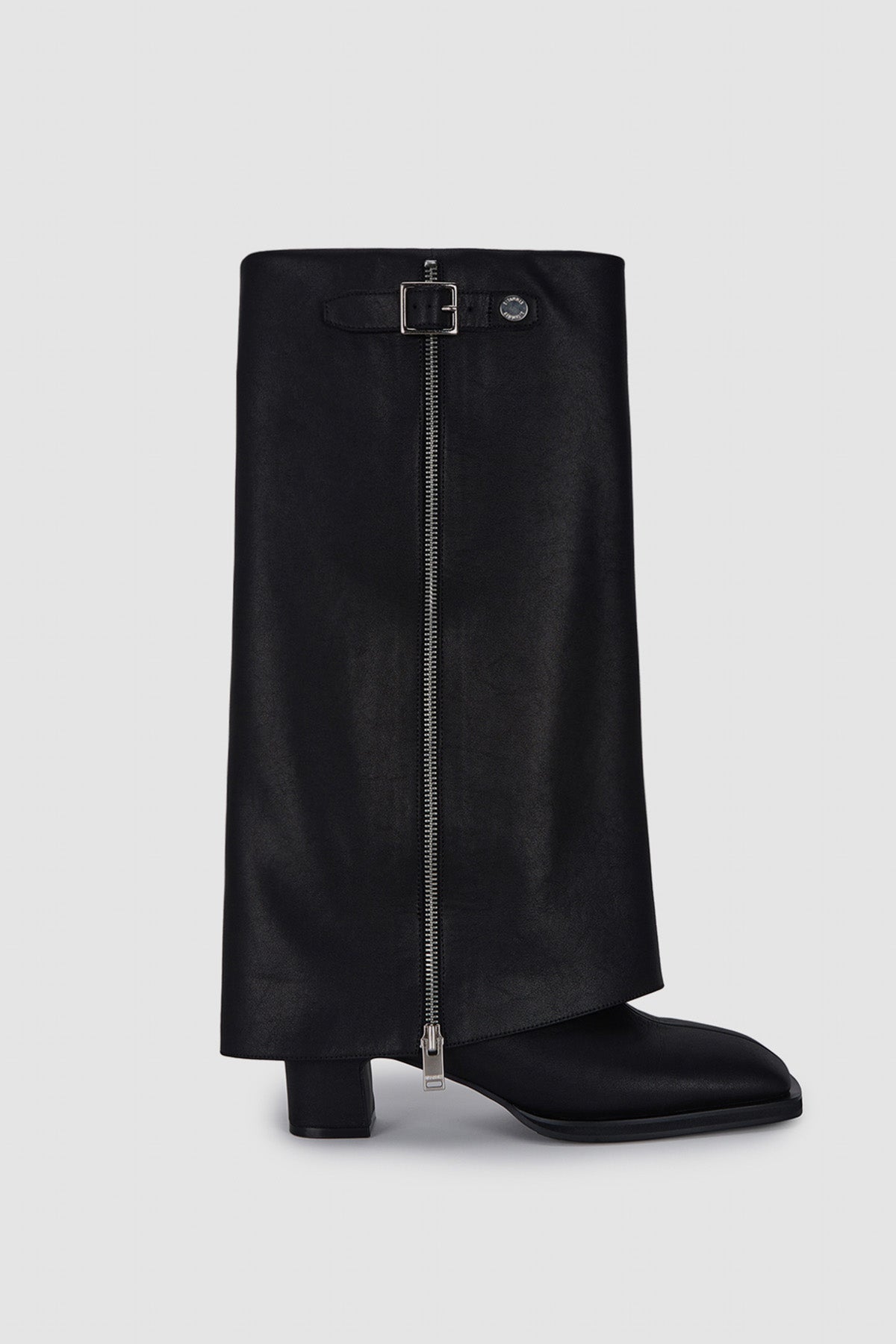 [matinkim] Zipper Point Middle High Boots IN Black