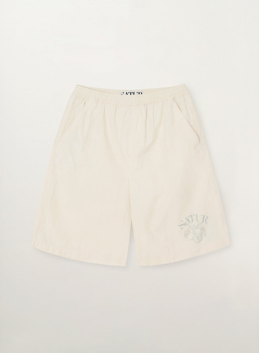 Satur Citron Graphic Nylon Bermuda Pants - Cream