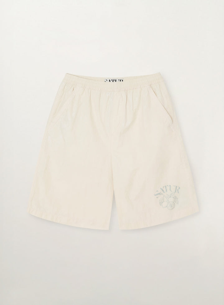Satur Citron Graphic Nylon Bermuda Pants - Cream