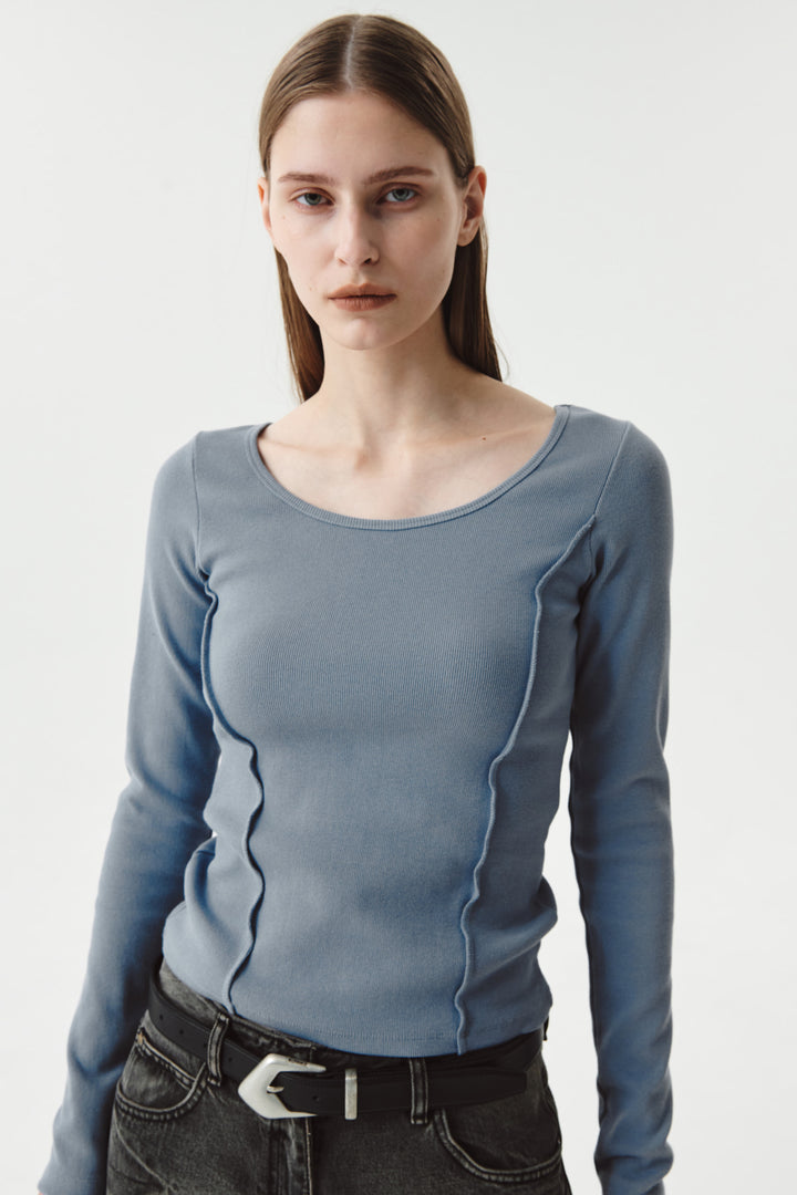 Matinkim Logo Charm Point Slim Top IN Light Blue