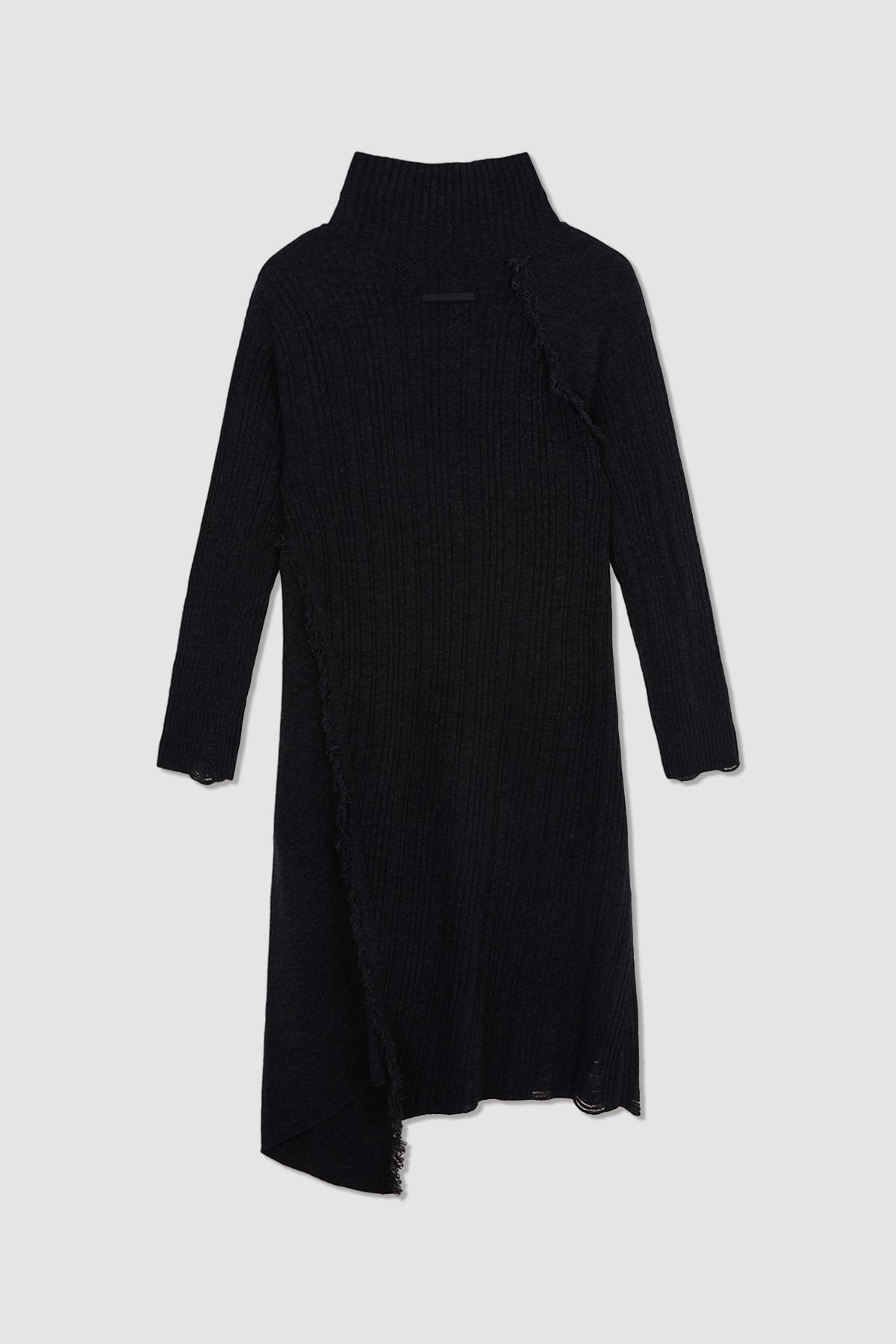 Matinkim Unbalance Fringe Knit Dress IN Charcoal