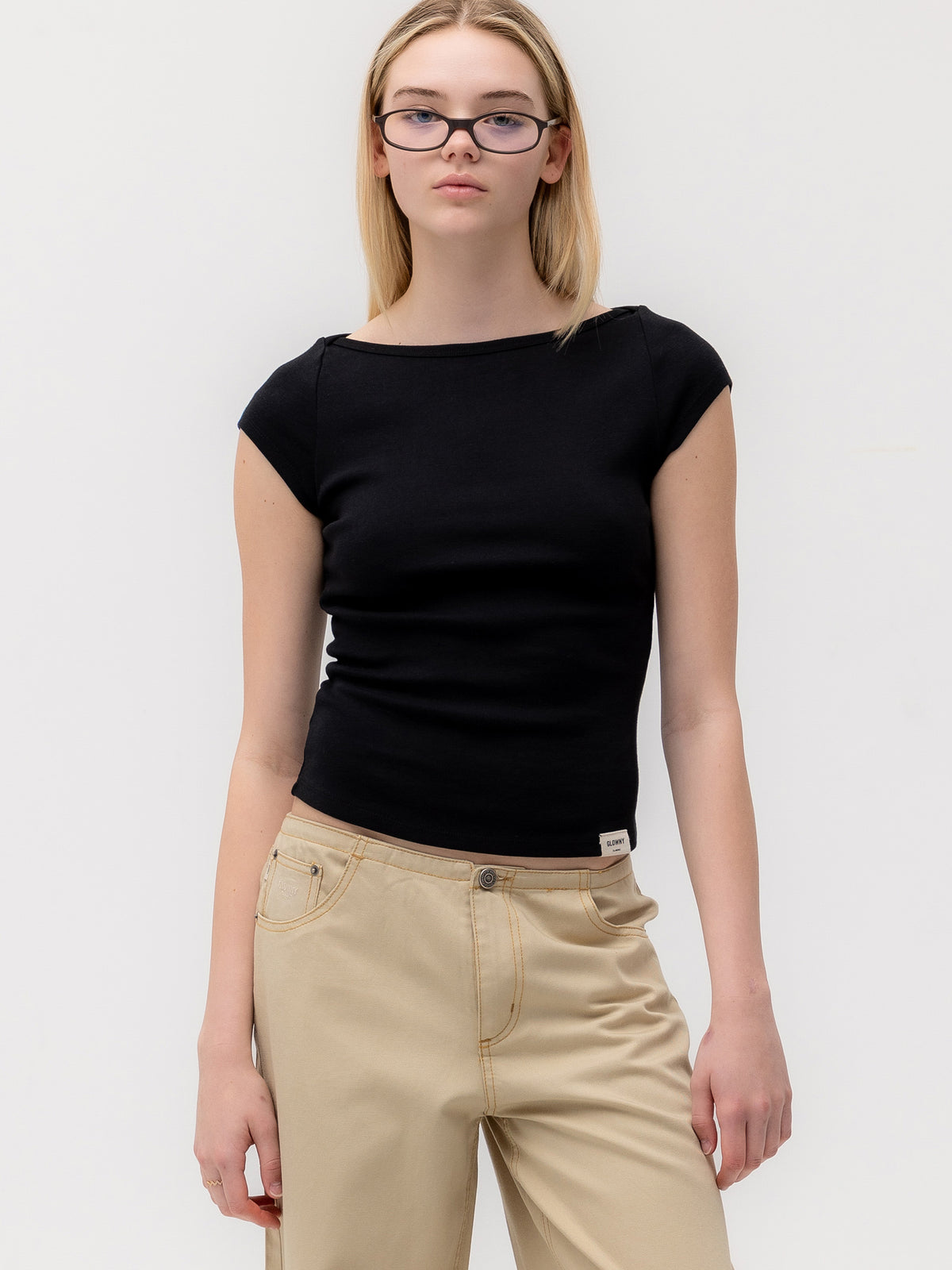 GLOWNY G Classic Boat Neck Tee (Black)