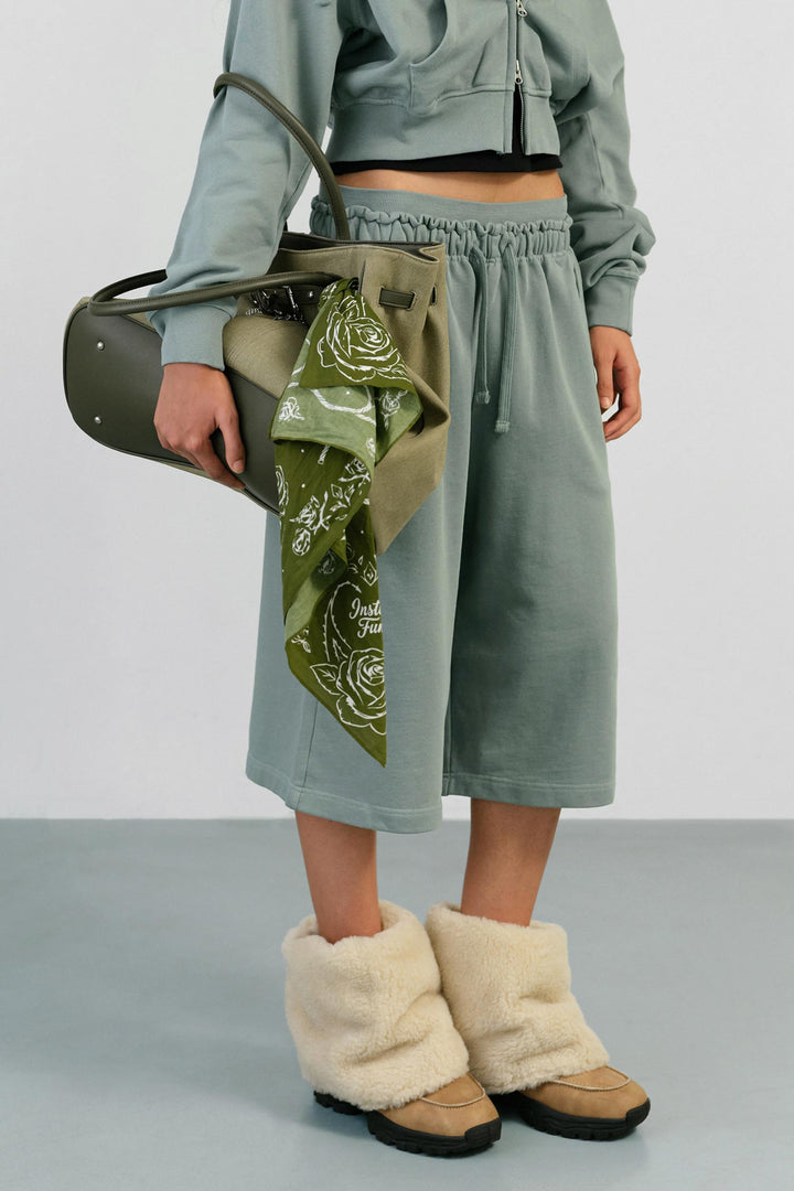 Instantfunk Washed Double Waist Burmuda Pants - Mint