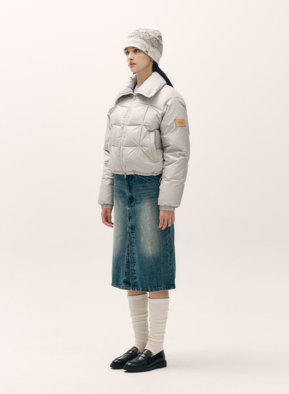 [satur] (W) Orta 2-Way Collar Duck Down Padding - Light Gray