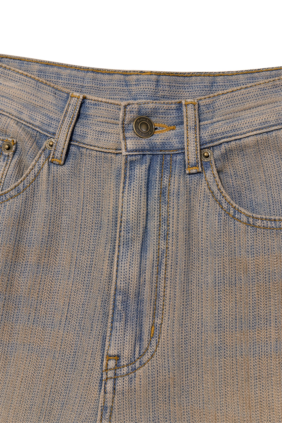 Matinkim Washed Stripe Boots Cut Denim Pants IN Smoke Blue