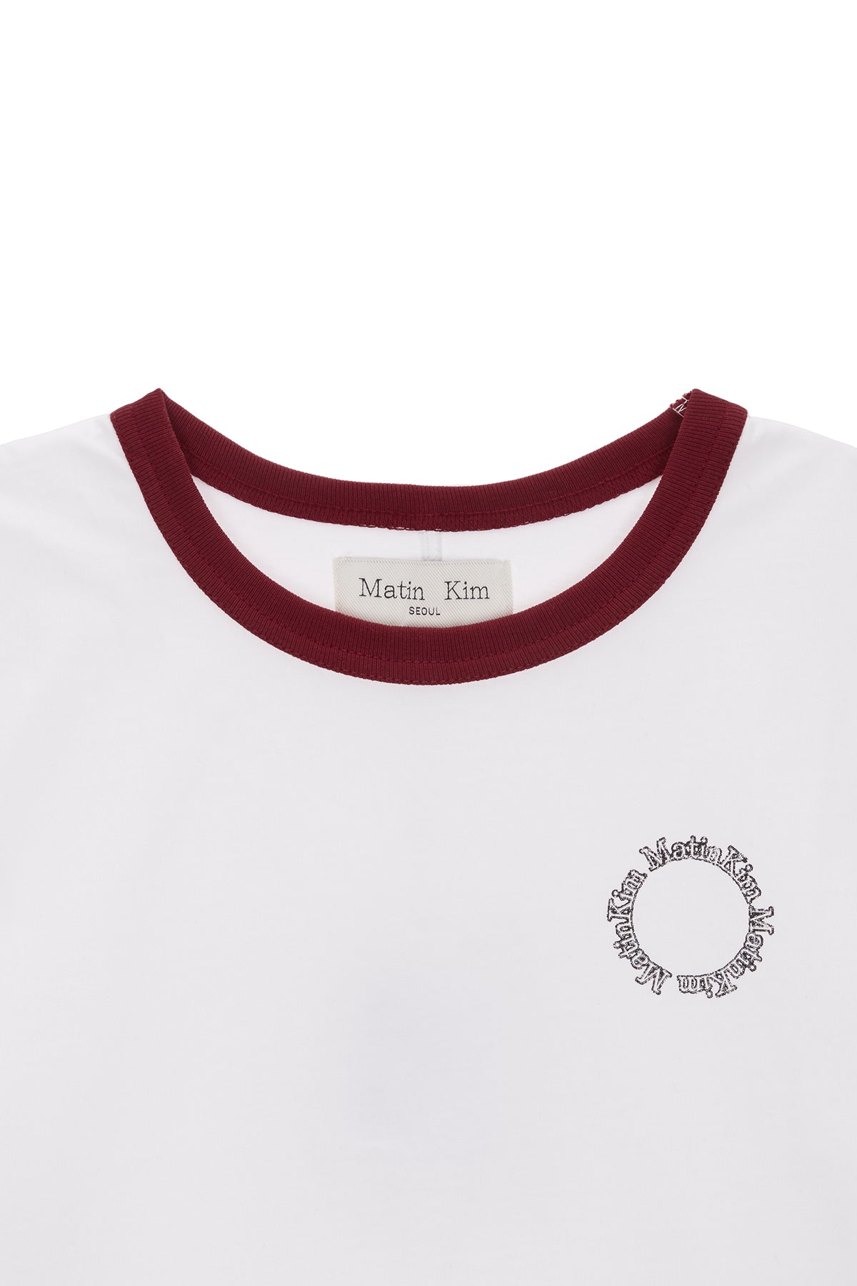 [matinkim] CIRCLE LOGO RINGER CROP TOP IN RED