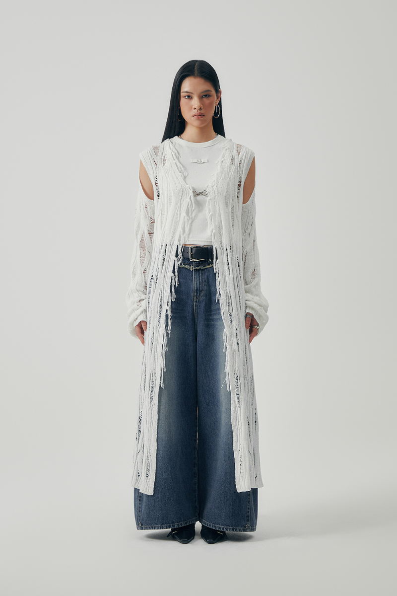 Treemingbird Featherlight Longline Knit Cardigan White