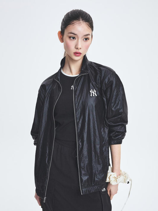 [25S New] Women's Sporty Varsity Shiny Windbreaker New York Yankees