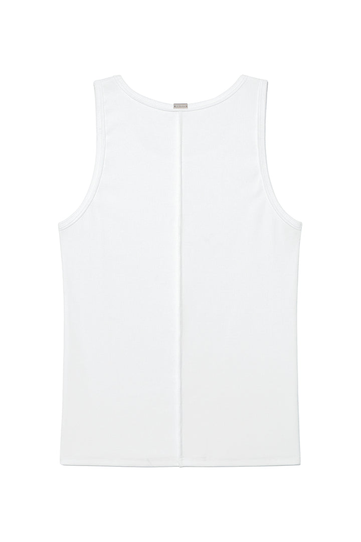Matinkim Small Logo Pintuck Sleeveless Top For Men IN White