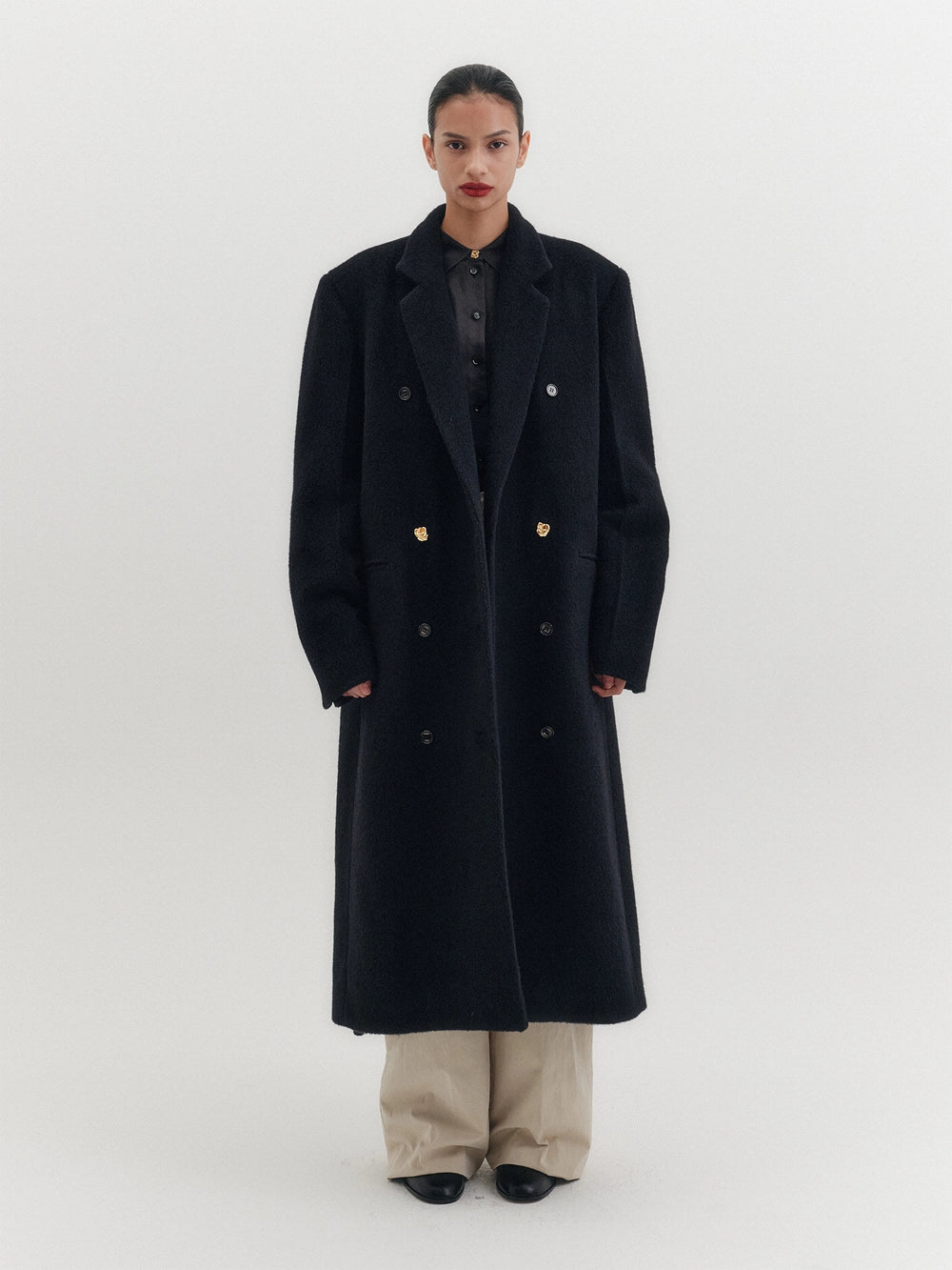 EENK Tailored Belted Long Coat - Black