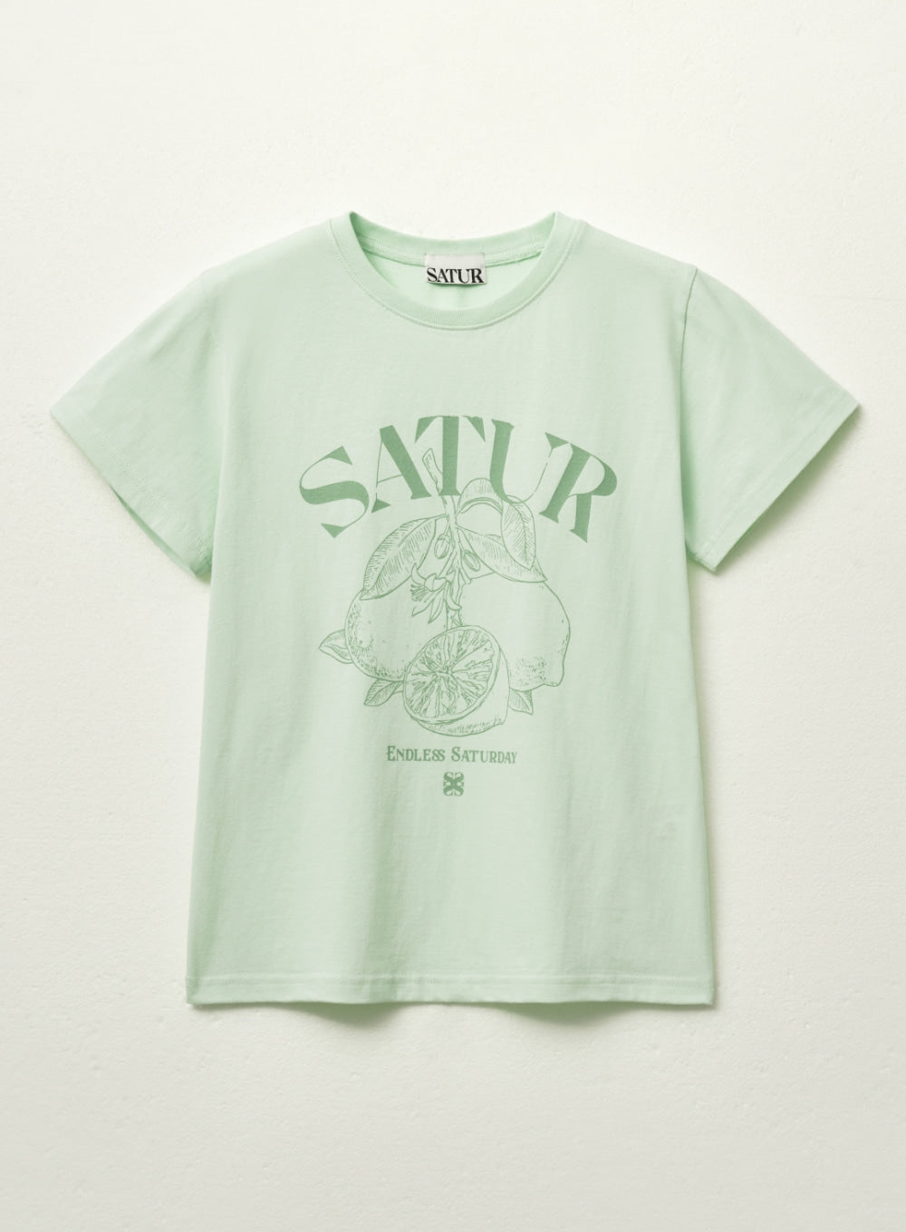 [satur] (W) Capri Citron Drawing Summer Graphic T-Shirt - Neon Green