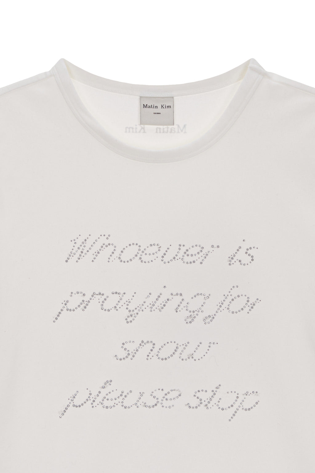 [matinkim] GLITTER PRINT LETTERING TOP IN WHITE