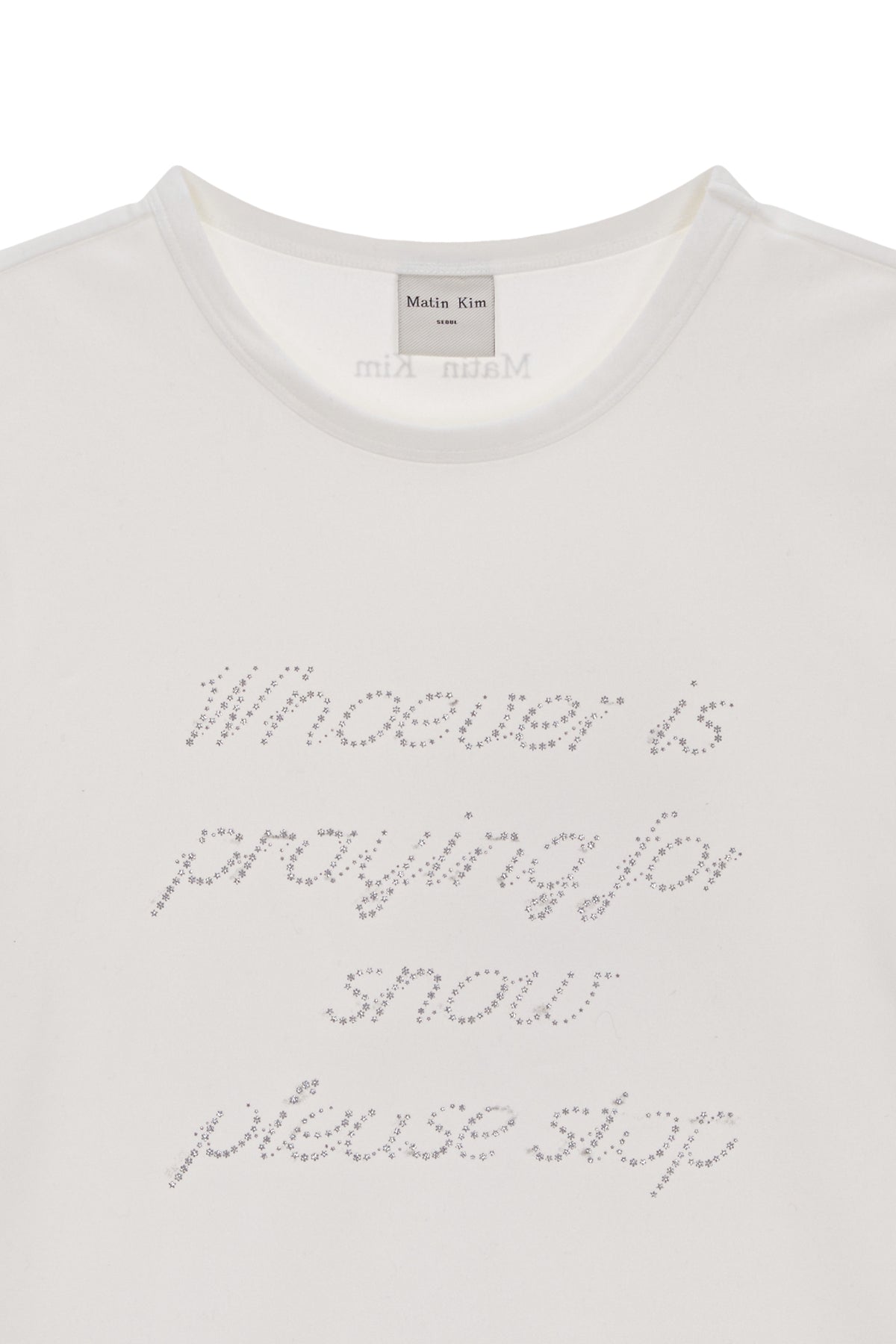 [matinkim] GLITTER PRINT LETTERING TOP IN WHITE