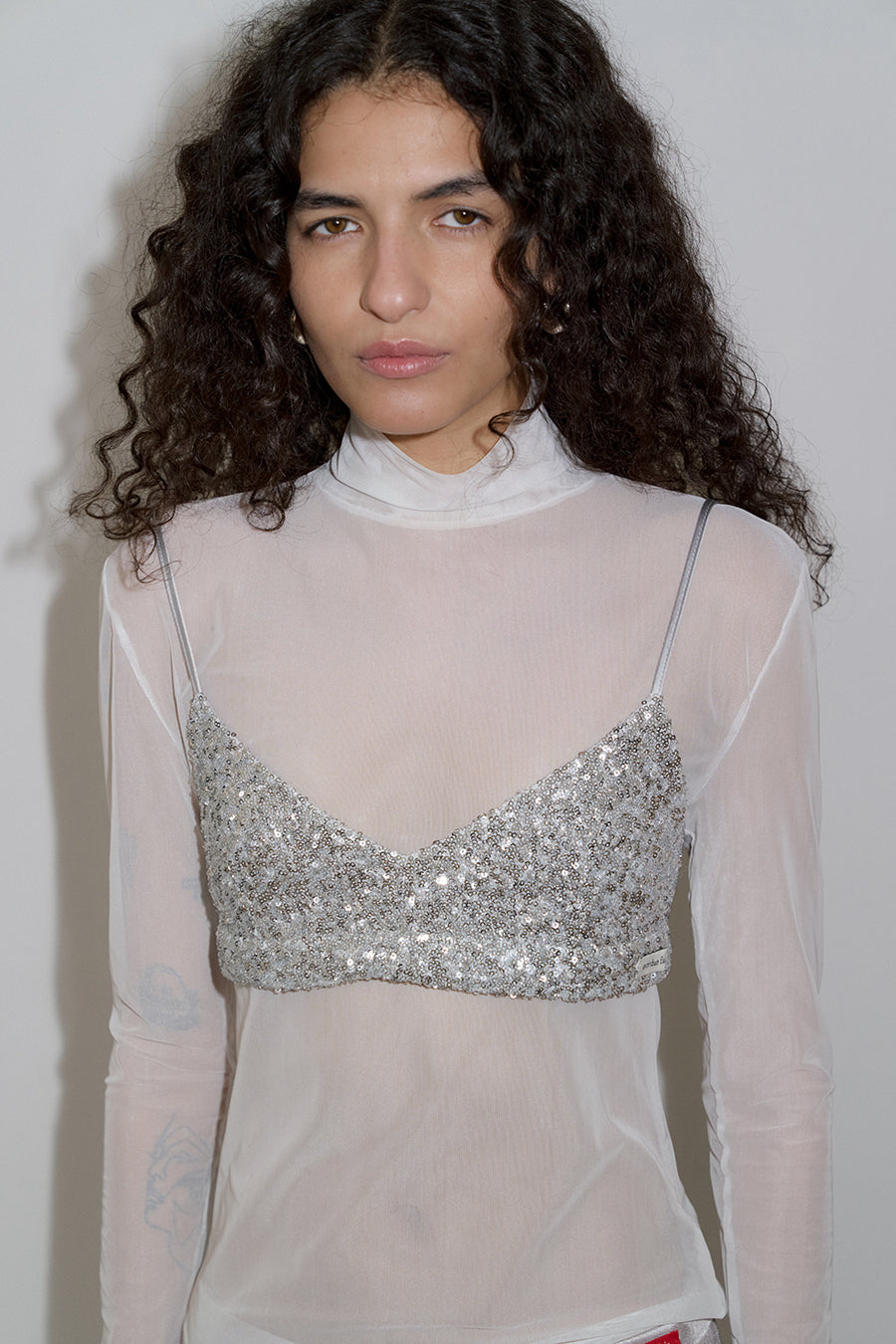 Overdueflair Spangle Bustier Top Silver