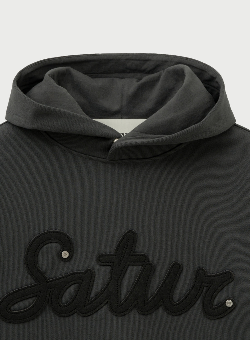 [satur] Lugo Applique Rivet Hoodie - Charcoal