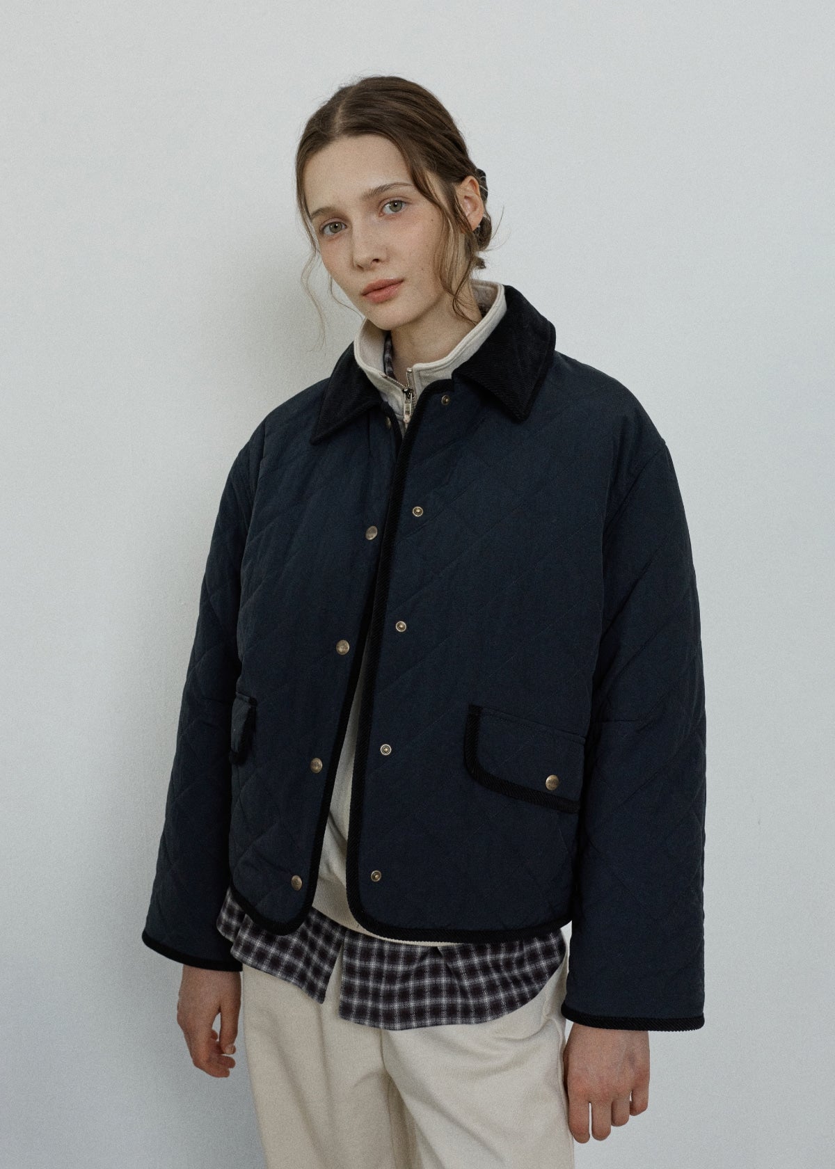 Depound diamond quilted short jacket - dark navy