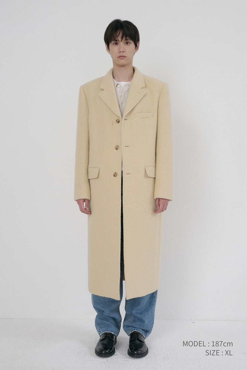 Dunst Unisex 2-Way 3 Button Boucle Wool Coat Butter Cream
