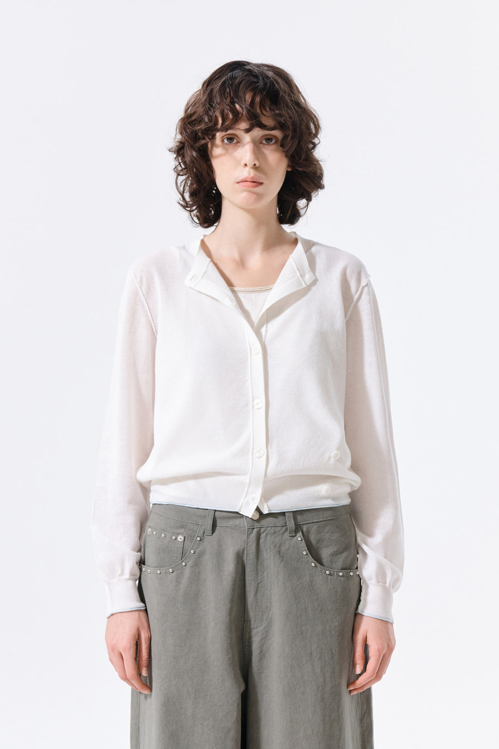 Matinkim Back Logo Sheer Cardigan For Women IN White