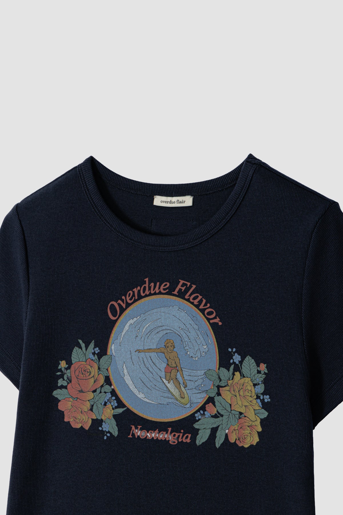 Overdueflair Retro Artwork T-Shirt Navy