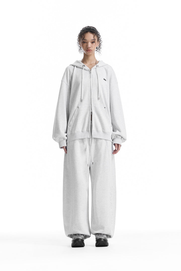Treemingbird Embossed Logo Set-up Zip-up Hoodie Light Gray