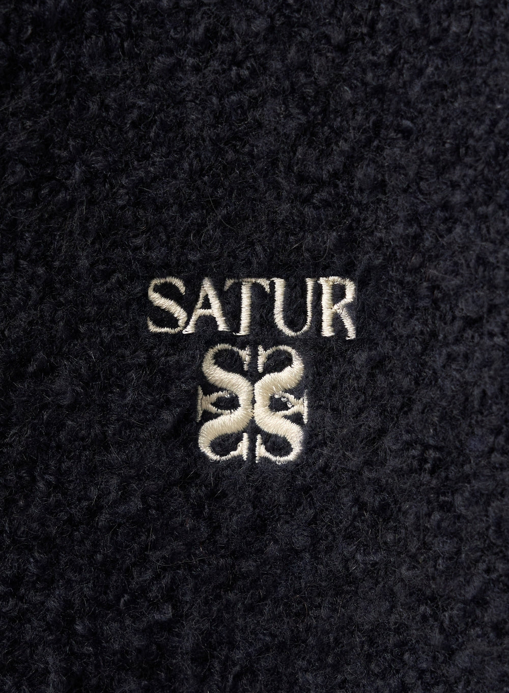 [satur] (W) Boucle Crew Neck Cardigan - Navy