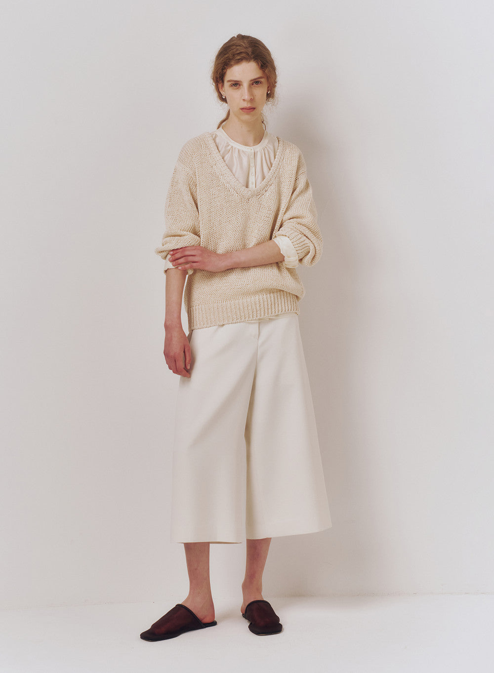 Kindersalmon Ral V-Neck Knit Ecru