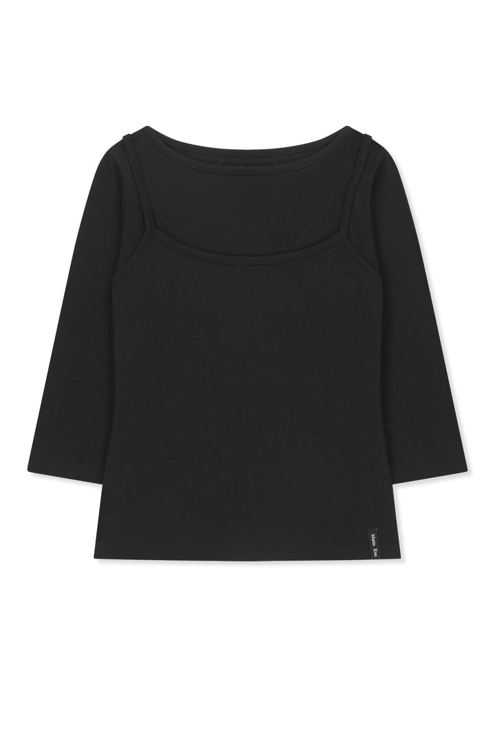 Matinkim 3/4 Sleeve Top & Tank Layered Set IN Black