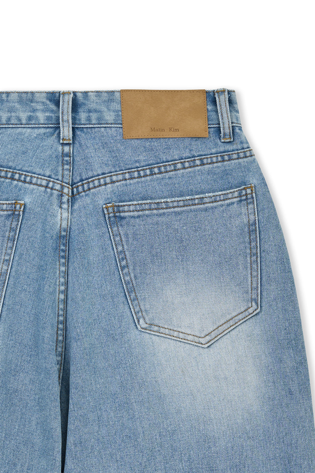 Matinkim Front Layered Distressed Denim Pants IN Blue