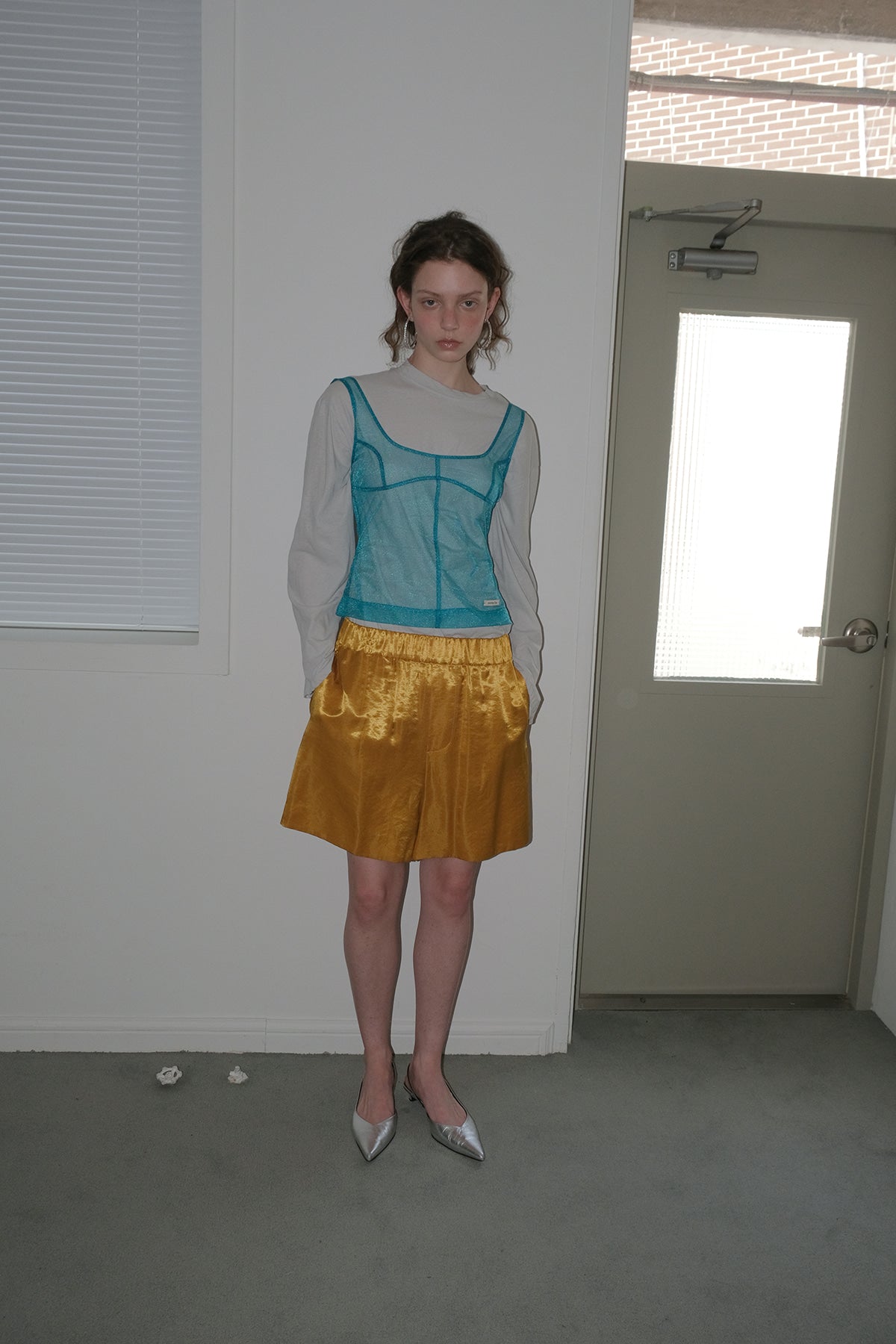 Overdueflair Texture Wide Half Pants Gold