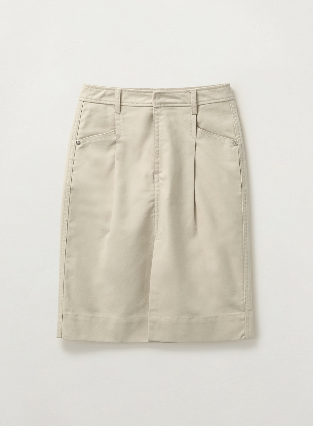 [satur] (W) Cotton Pencil Slit Skirt - Natural Beige