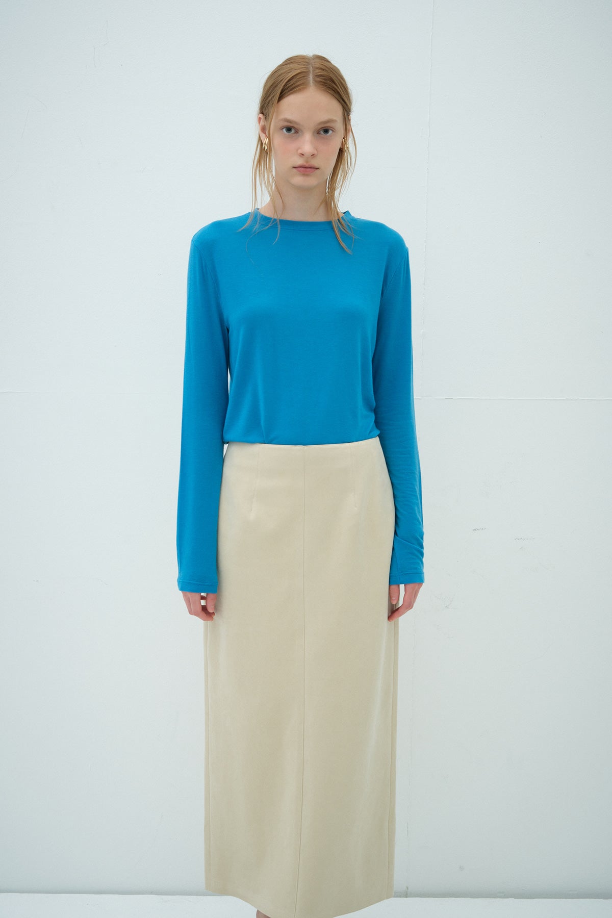 Overdueflair Suede Long Skirt Light Beige