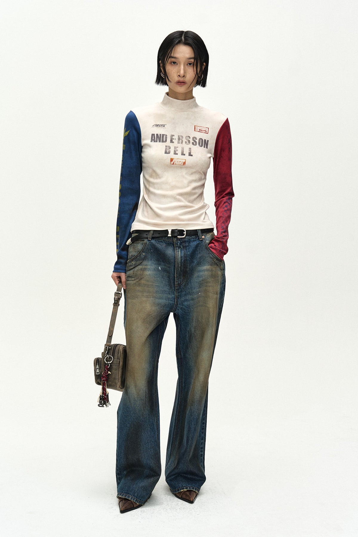 Andersson Bell Unisex Coated Blue Wide-Leg Jeans