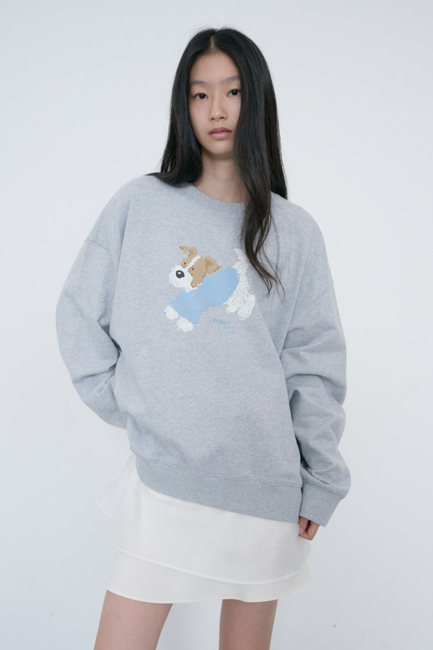 Dunst Unisex Puppy Sweatshirt Mid Melange Grey