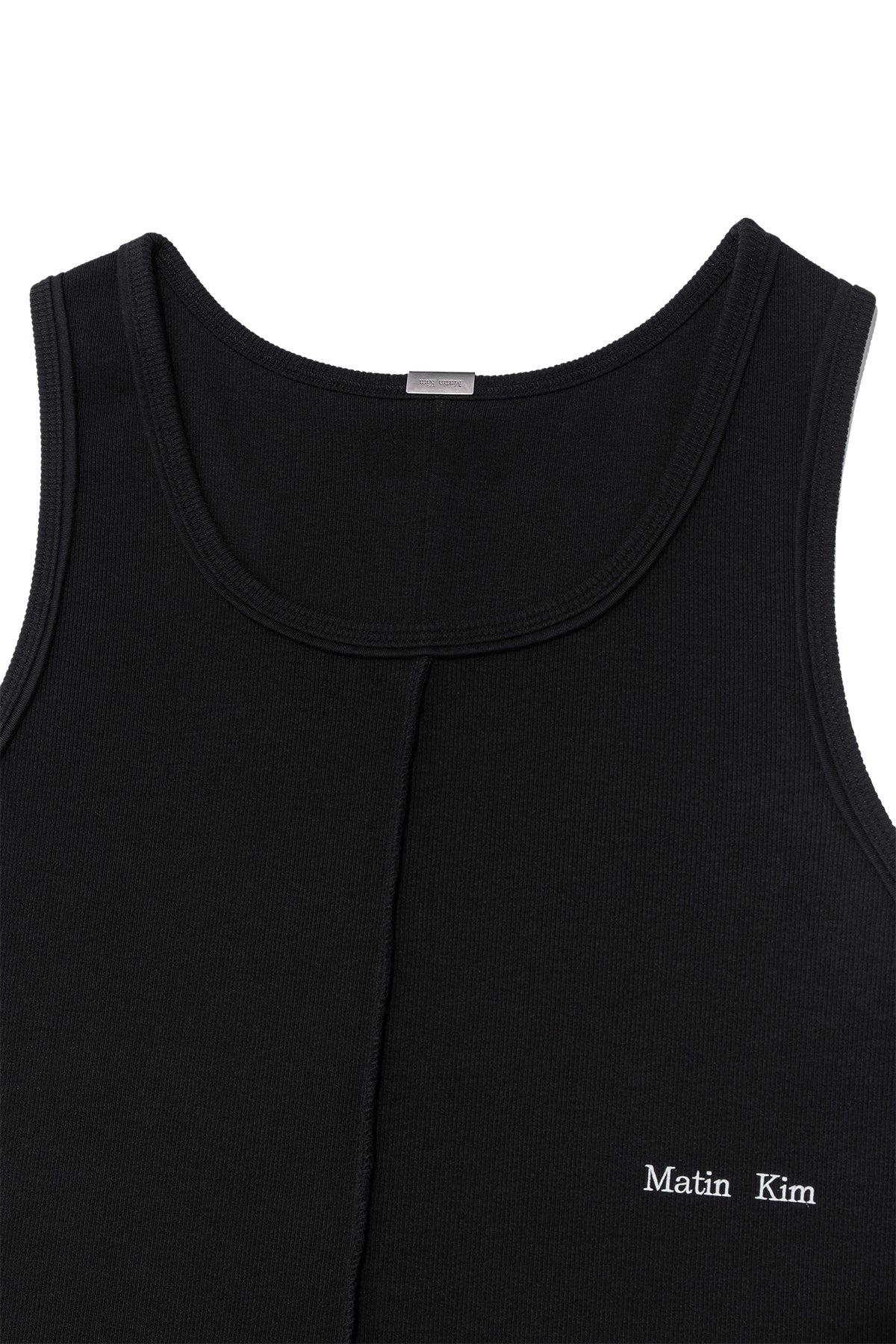 [matinkim] SMALL LOGO PINTUCK SLEEVELESS TOP FOR MEN IN BLACK