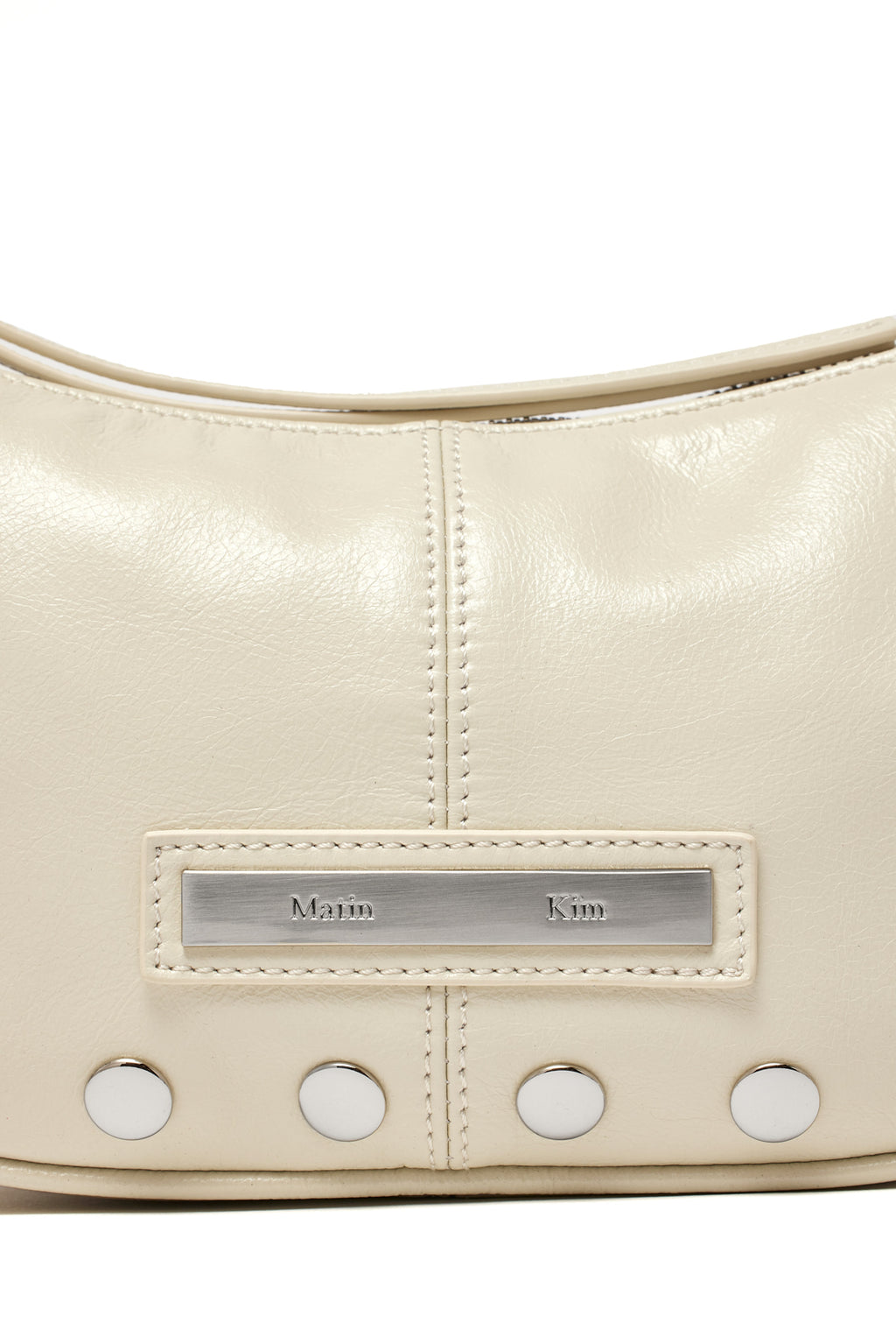[matinkim] STUD LEATHER SHOULDER BAG IN IVORY