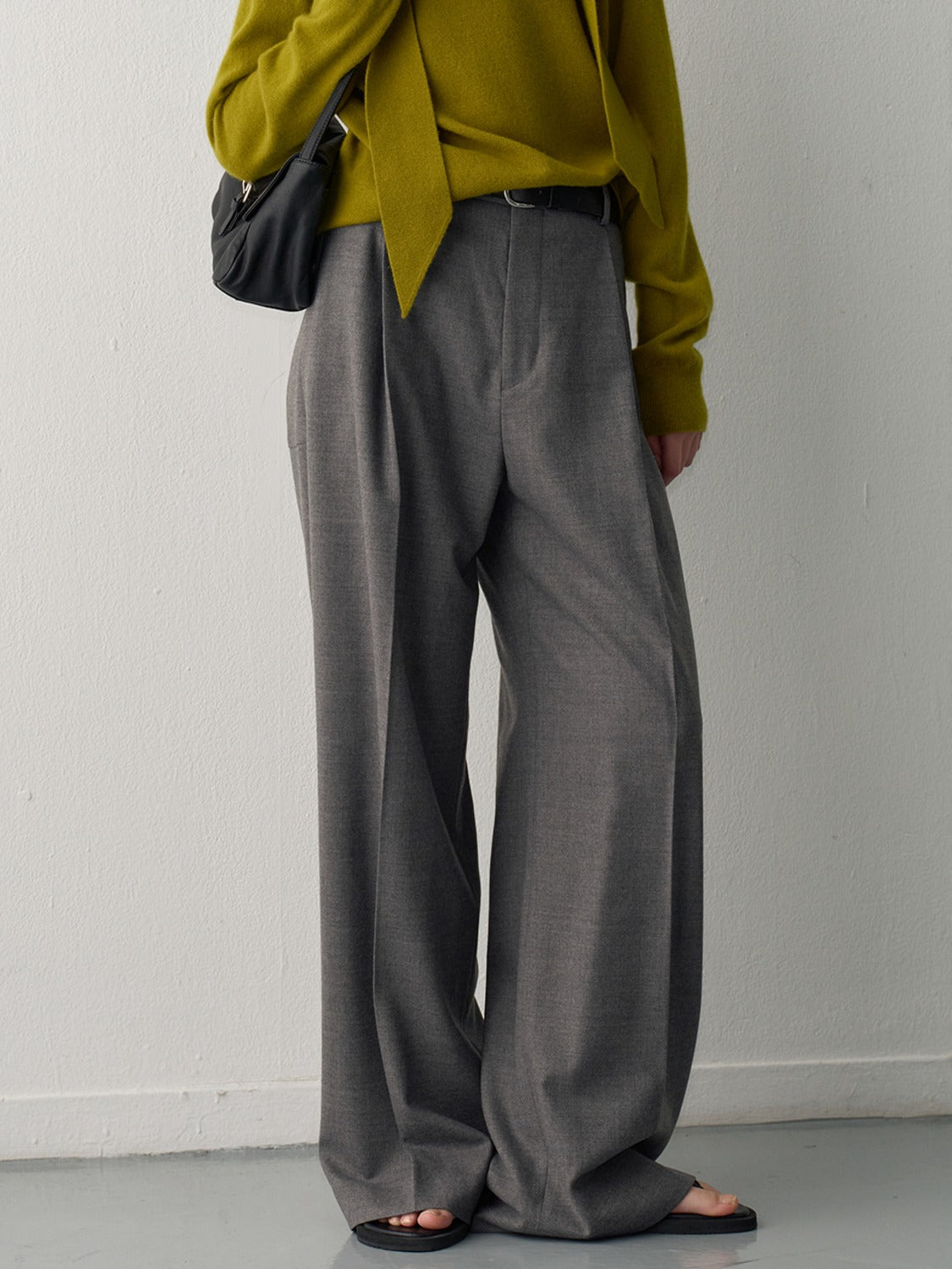 Facade Pattern Timeless Wool Pants charcoal