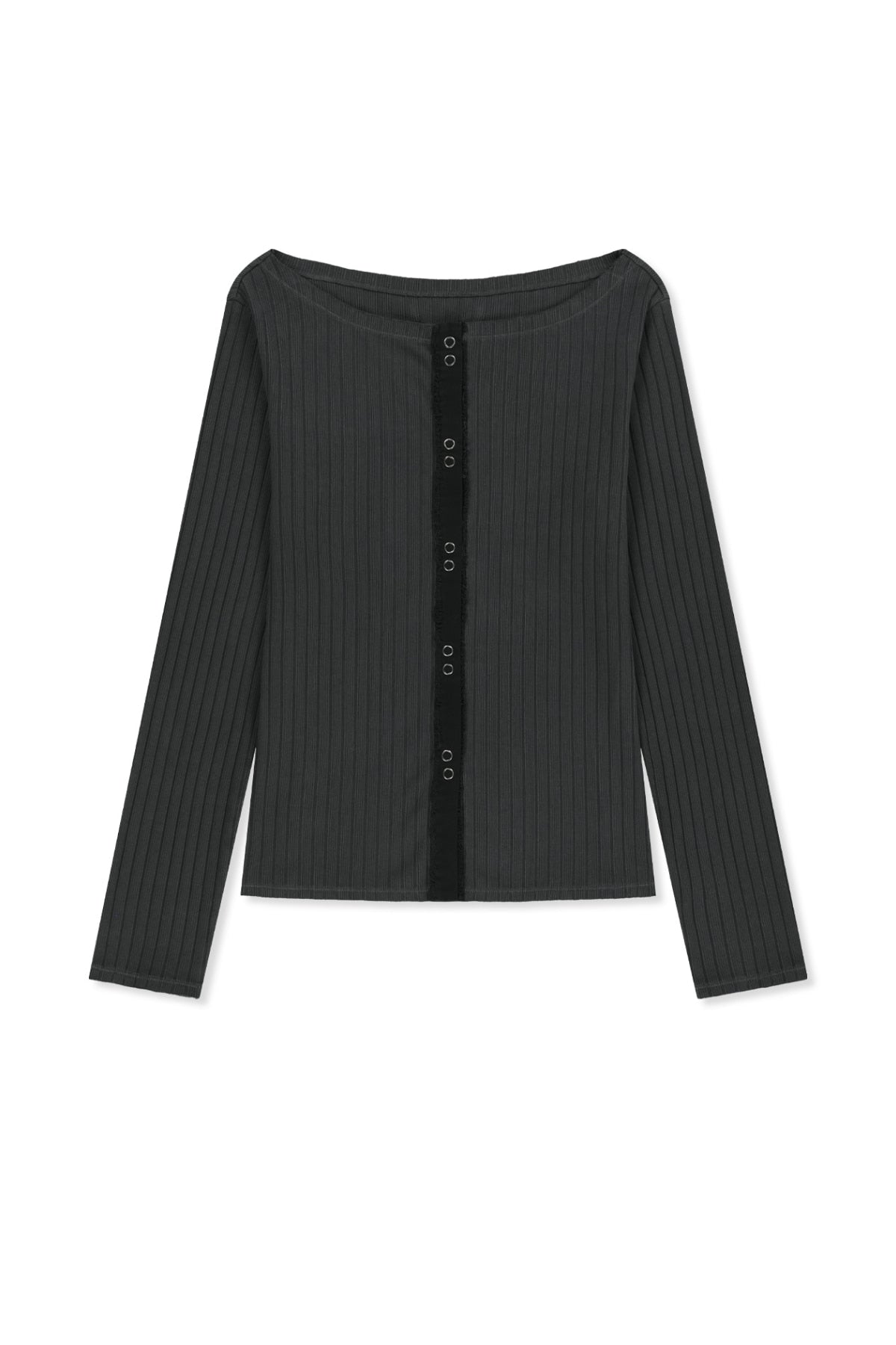 Matinkim Vintage Washed Ribbed Snap Top IN Black