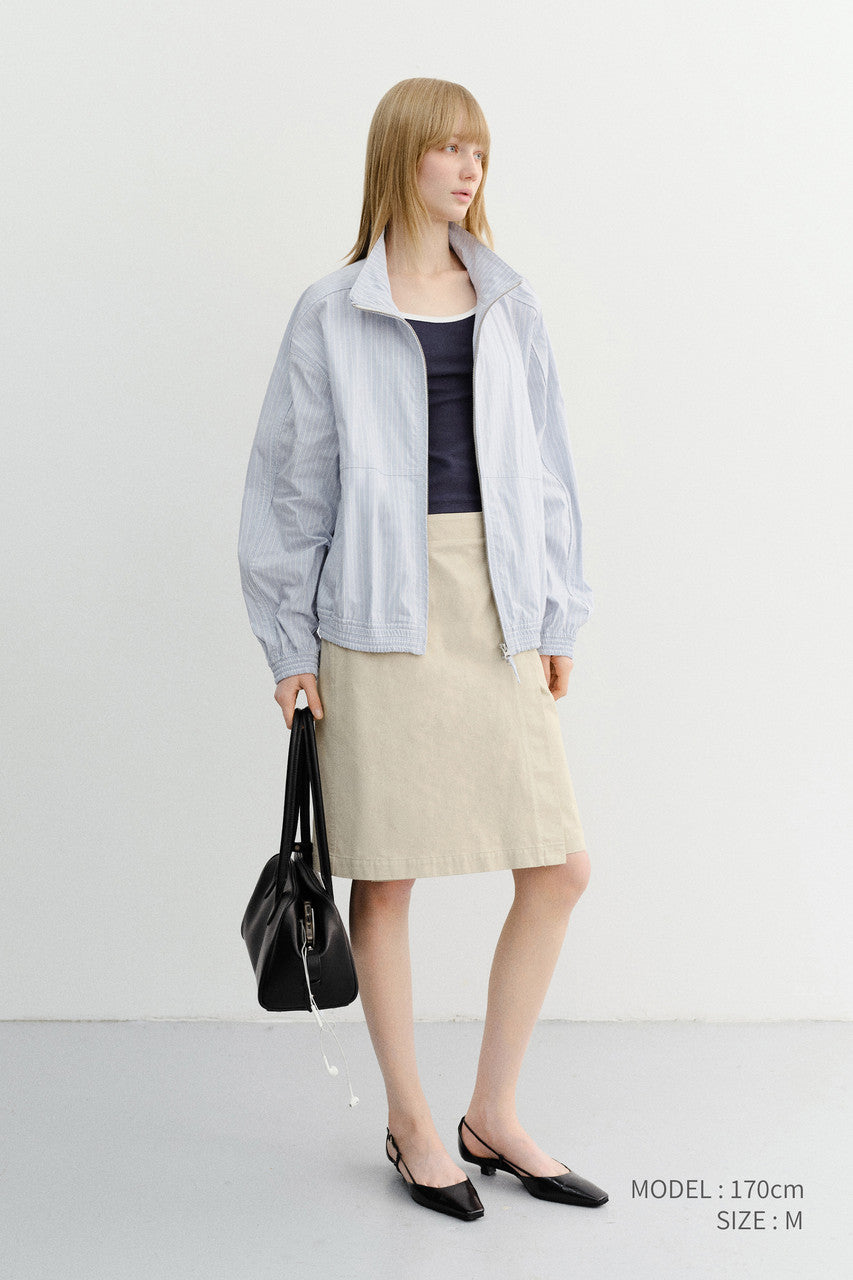 Dunst Unisex Summer Harrington Jacket Soft Blue Stripe