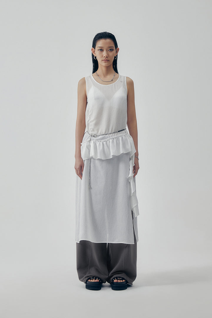 Treemingbird Ruffle Sleeveless One-piece White
