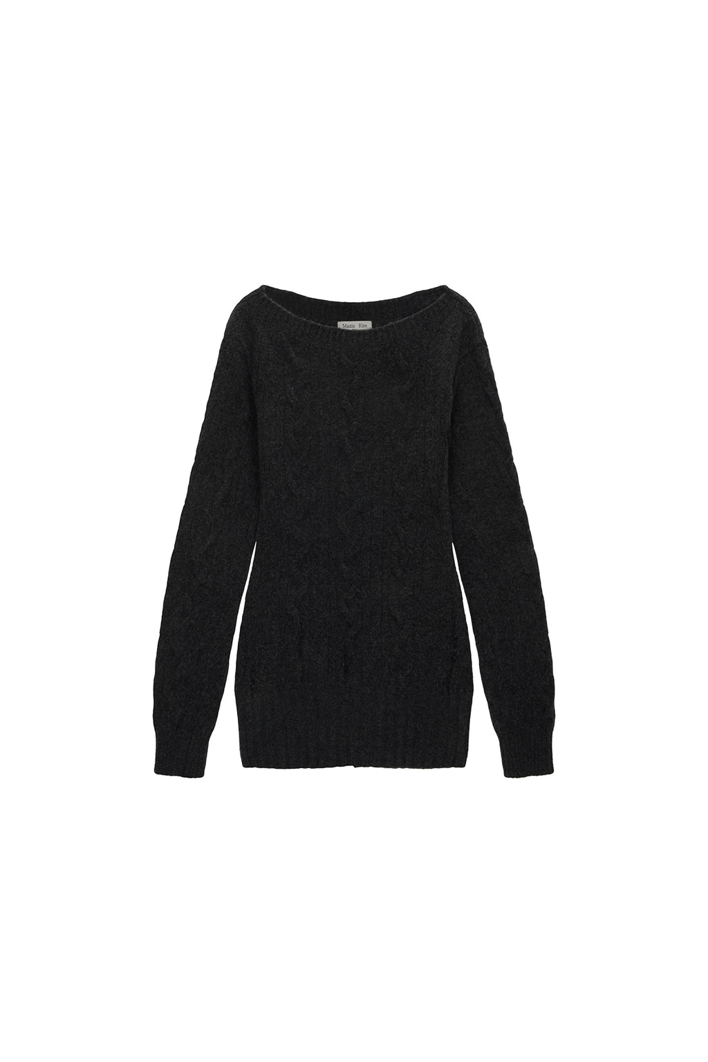 Matinkim Damage Point Cable Knit Dress IN Charcoal