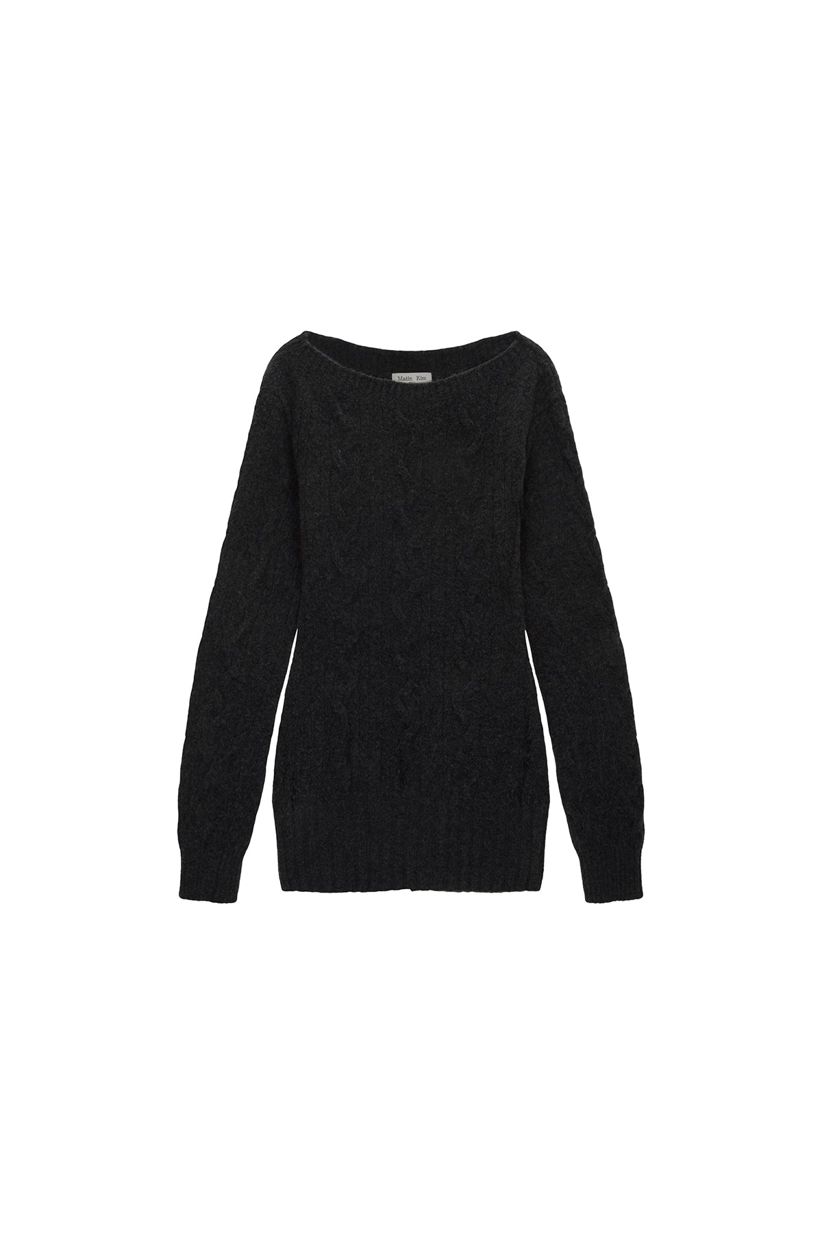 Matinkim Damage Point Cable Knit Dress IN Charcoal