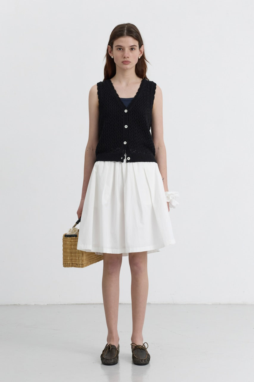 Dunst Crochet Open Knit Vest Black