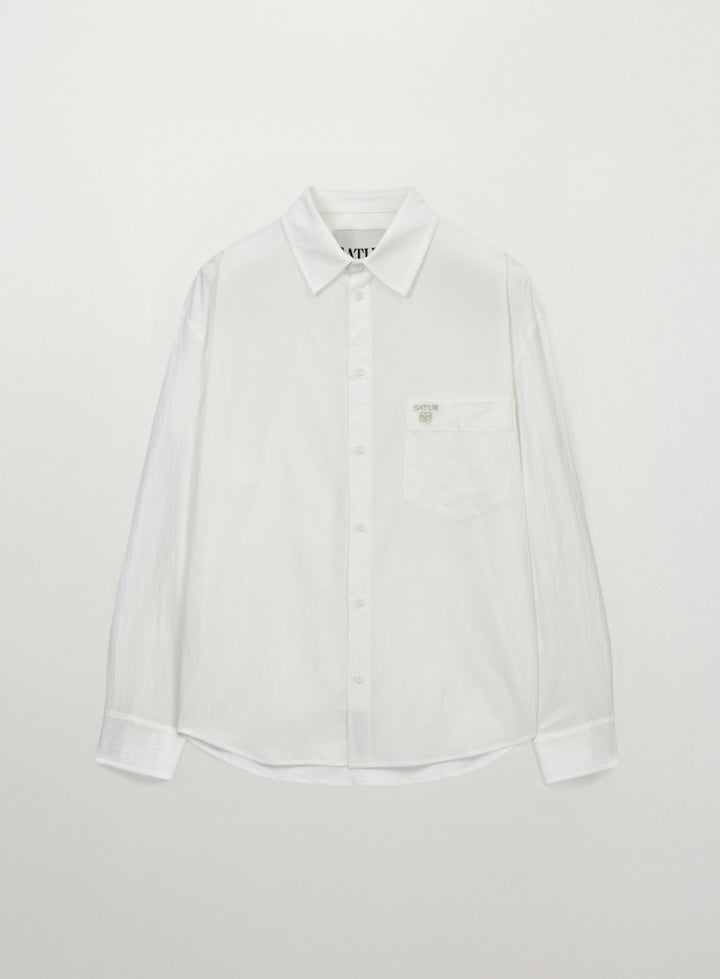 Satur Seersucker Pocket Shirt - White