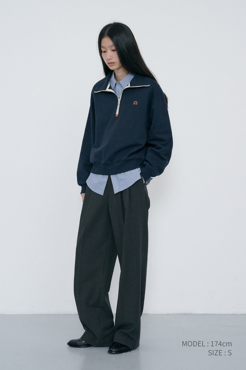 Dunst Double Pleated Wide Slacks Charcoal Grey