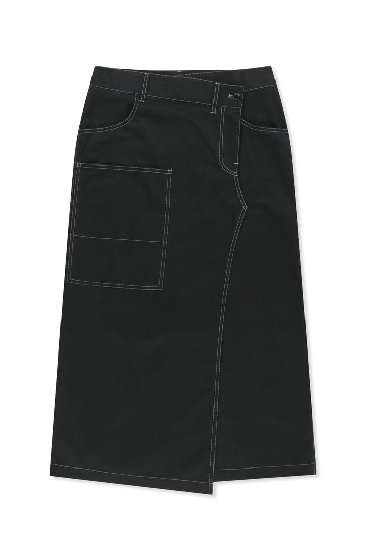 Matinkim Big Pocket Long Wrap Skirt IN Black
