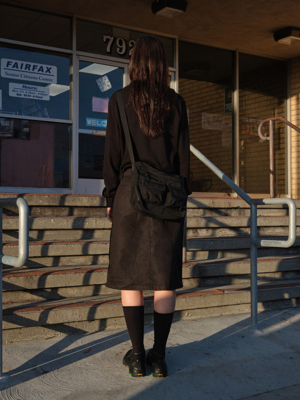 [Low Classic] Washed Cotton Pocket Skirt_Black