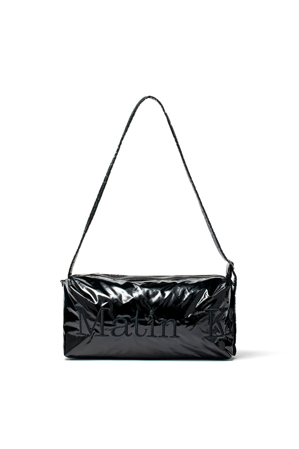 Matinkim Glossy Logo Stitch Cross Bag IN Black